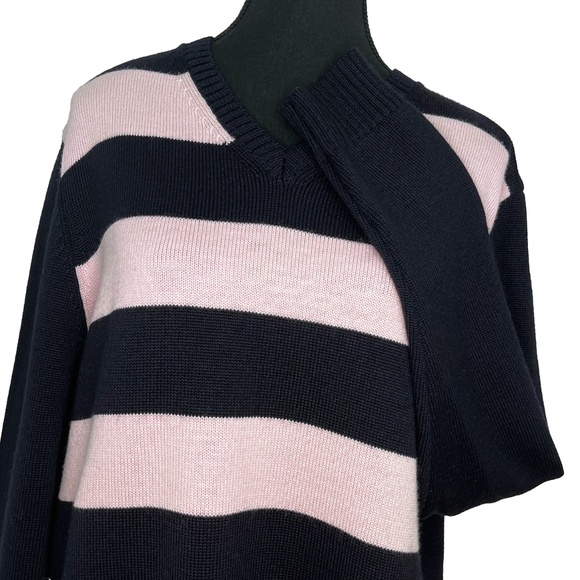Wool-Acrylic Navy & Pink Sweater - Picture 9 of 15